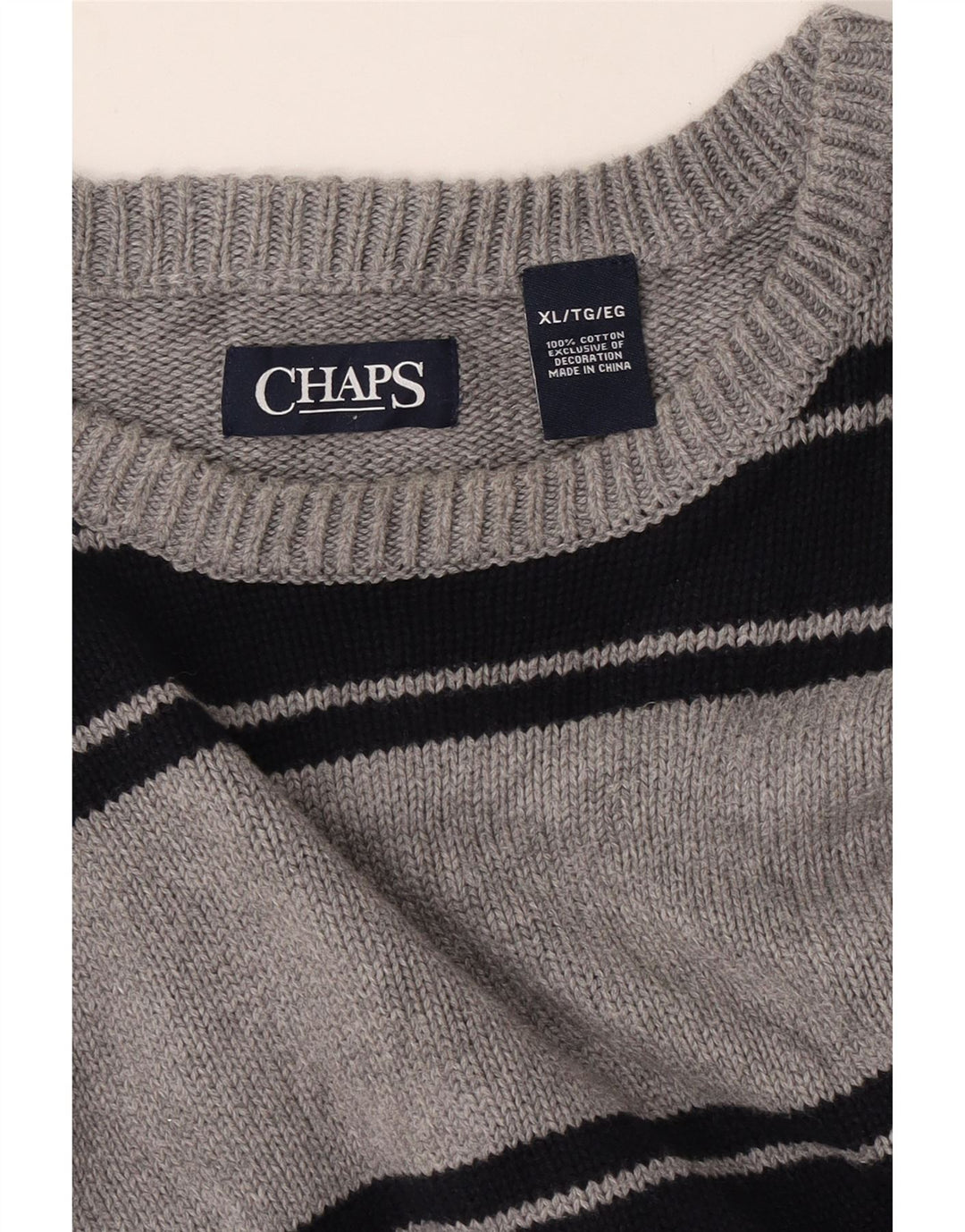 Ανδρικό πουλόβερ CHAPS Boat Neck Jumper XL Γκρι βαμβακερό ριγέ