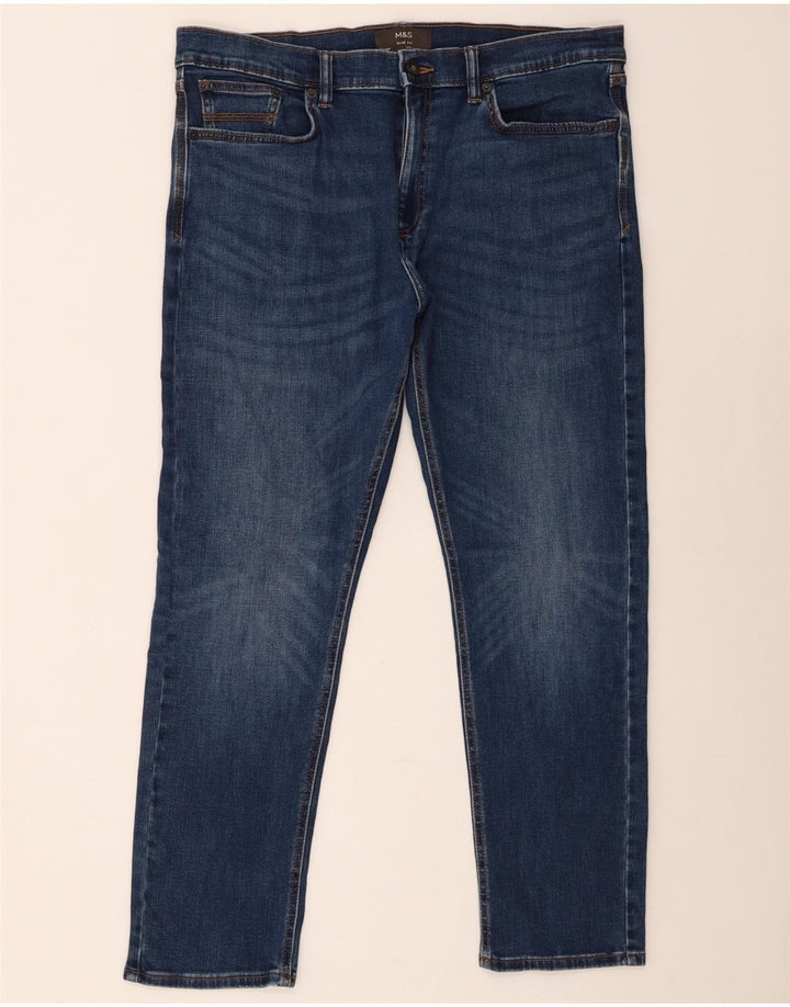 Marks & Spencer Ανδρικό Slim Jeans W36 L29 Μπλε βαμβακερό
