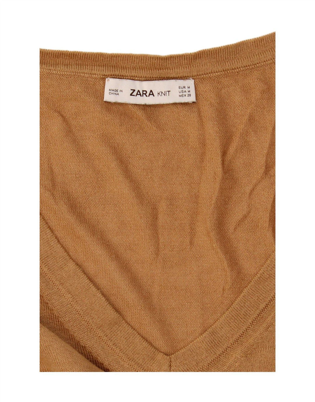 Zara Γυναικείο πουλόβερ με V λαιμόκοψη UK 14 Μεσαίο καφέ