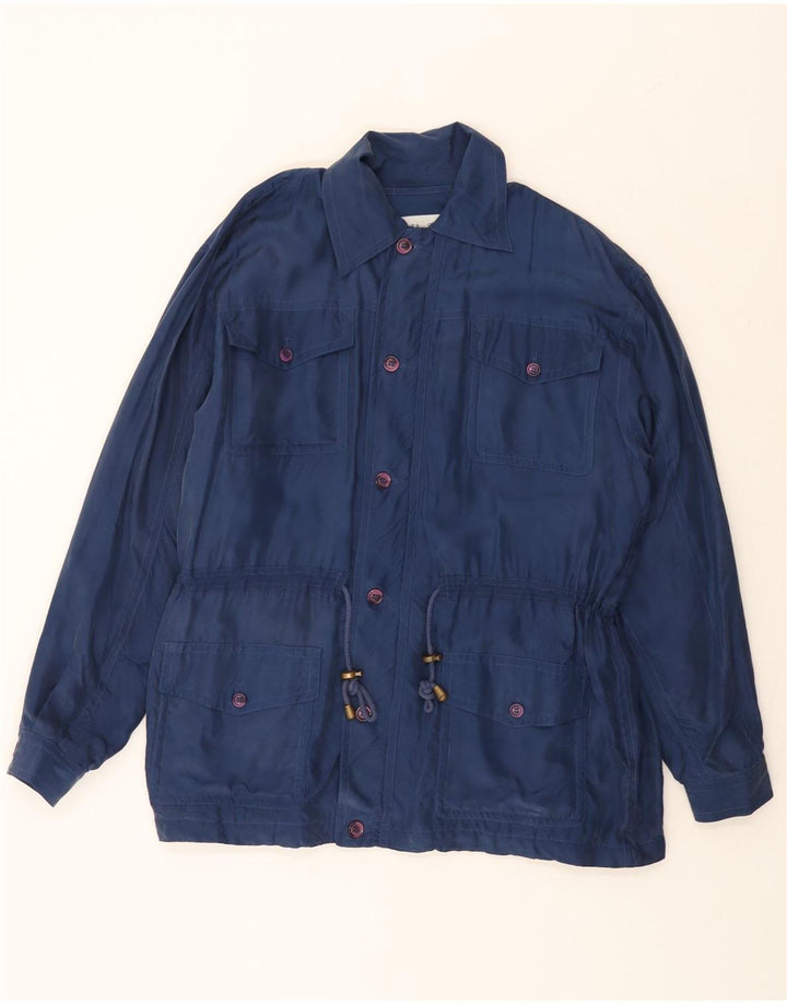 PURA SETA Ανδρικό Utility Jacket UK 36 Small Blue Silk