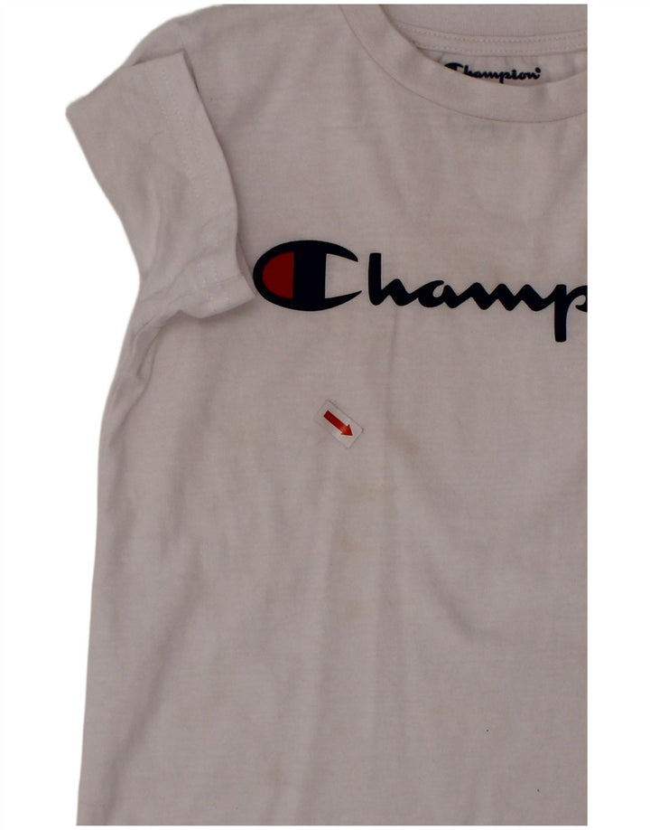 Γραφικό T-Shirt για αγόρι CHAMPION Top 4-5 ετών Λευκό βαμβακερό