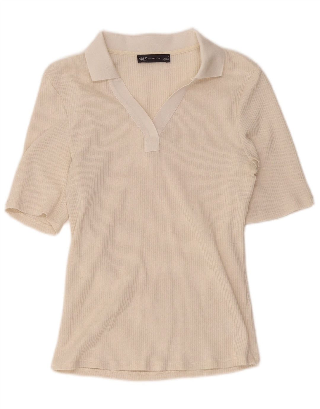 Marks & Spencer Γυναικείο Πόλο Μπλουζάκι UK 12 Medium Beige Polyester