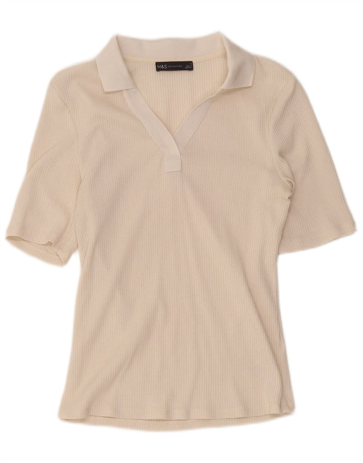 Marks & Spencer Γυναικείο Πόλο Μπλουζάκι UK 12 Medium Beige Polyester