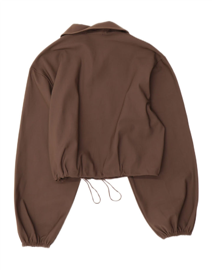Zara Γυναικείο Crop Bomber Jacket UK 10 Small Brown Polyamide