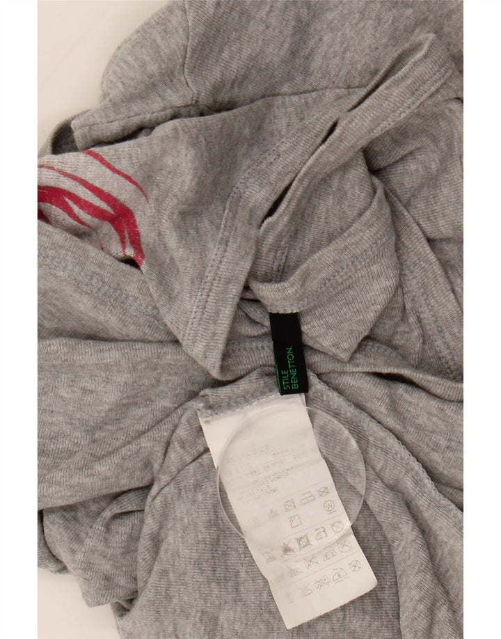 BENETTON Γυναικείο τοπ μακρυμάνικο UK 16 μεγάλο γκρι βαμβάκι