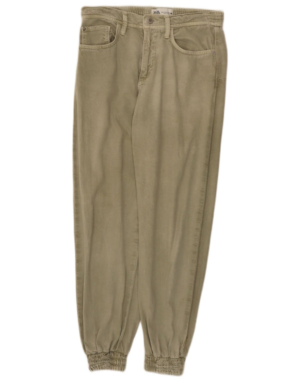 Zara Γυναικείο Joggers Casual Παντελόνι XS W24 L26 Χακί Βαμβακερό