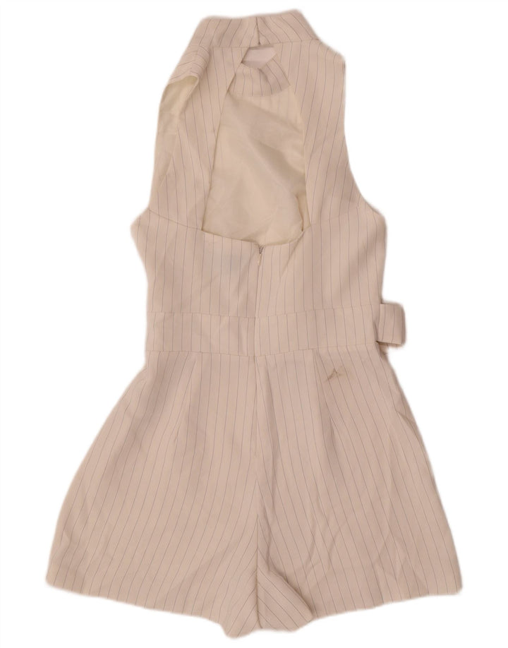 TOPSHOP Γυναικείο Αμάνικο Playsuit UK 8 Small White Pinstripe Polyester