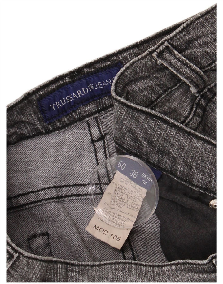 TRUSSARDI Γυναικείο ίσιο τζιν IT 50 μεγάλο W34 L29 Γκρι βαμβακερό