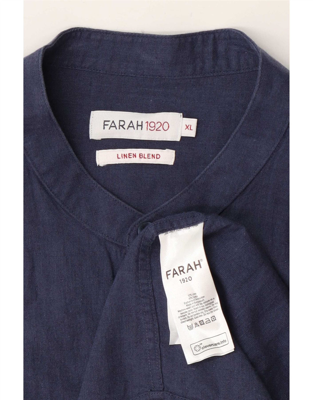 Farah Ανδρικό κοντομάνικο πουκάμισο XL Navy μπλε λινό