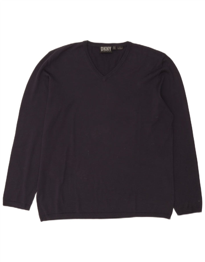 Ανδρικό πουλόβερ Dkny με V λαιμόκοψη XL Navy Blue Silk