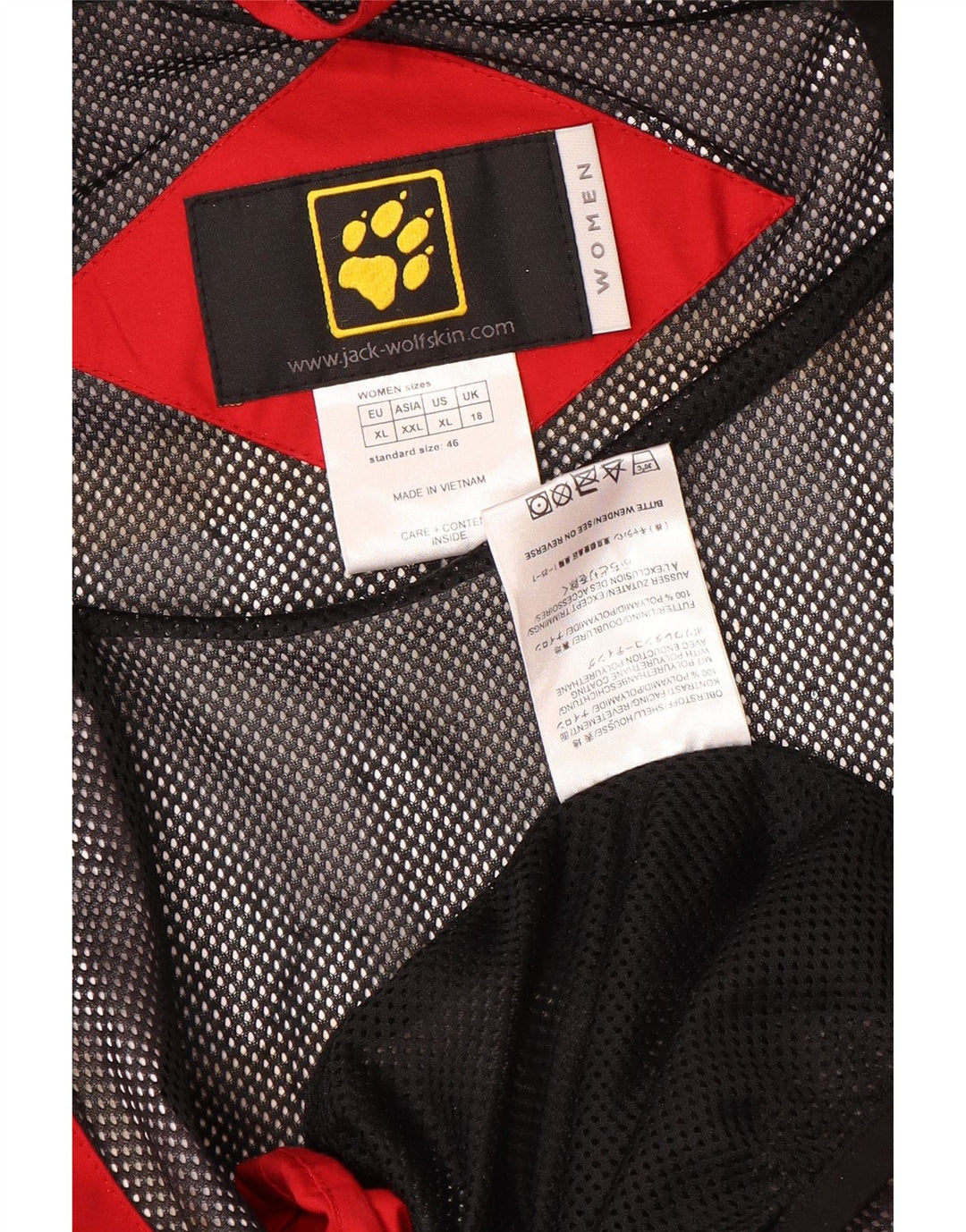 JACK WOLFSKIN Γυναικείο μπουφάν βροχής μεγάλου μεγέθους UK 18 XL κόκκινο χρώμα