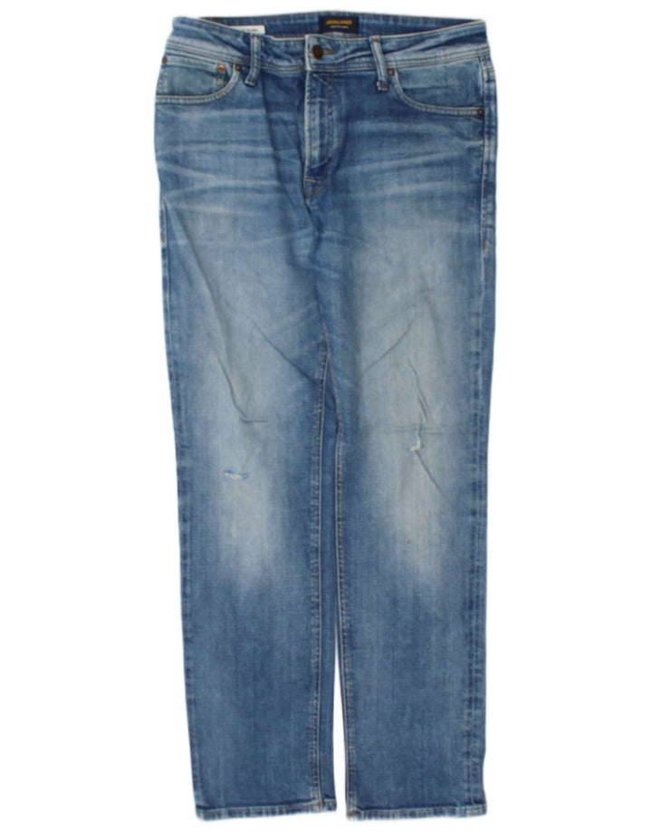 Ανδρικό Jack & Jones Distressed Straight Jeans W32 L32 Μπλε βαμβακερό
