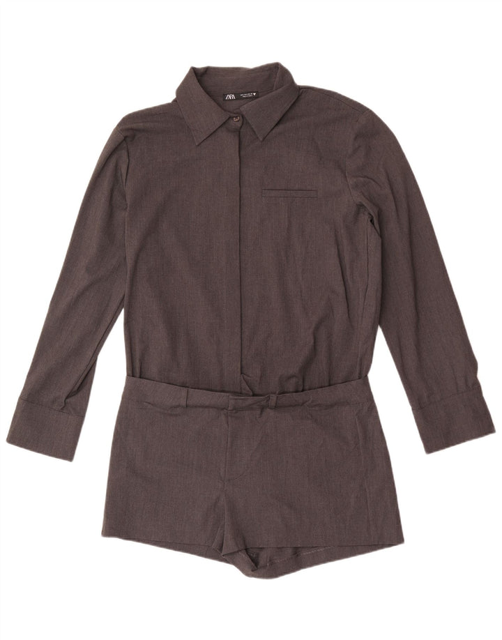 Zara Γυναικείο πουκάμισο Playsuit UK 16 Large Grey Polyester