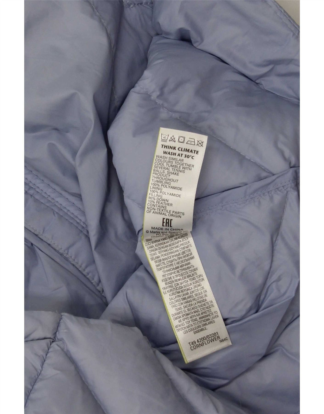 Marks & Spencer Γυναικείο μπουφάν με επένδυση UK 12 Medium Blue Polyamide