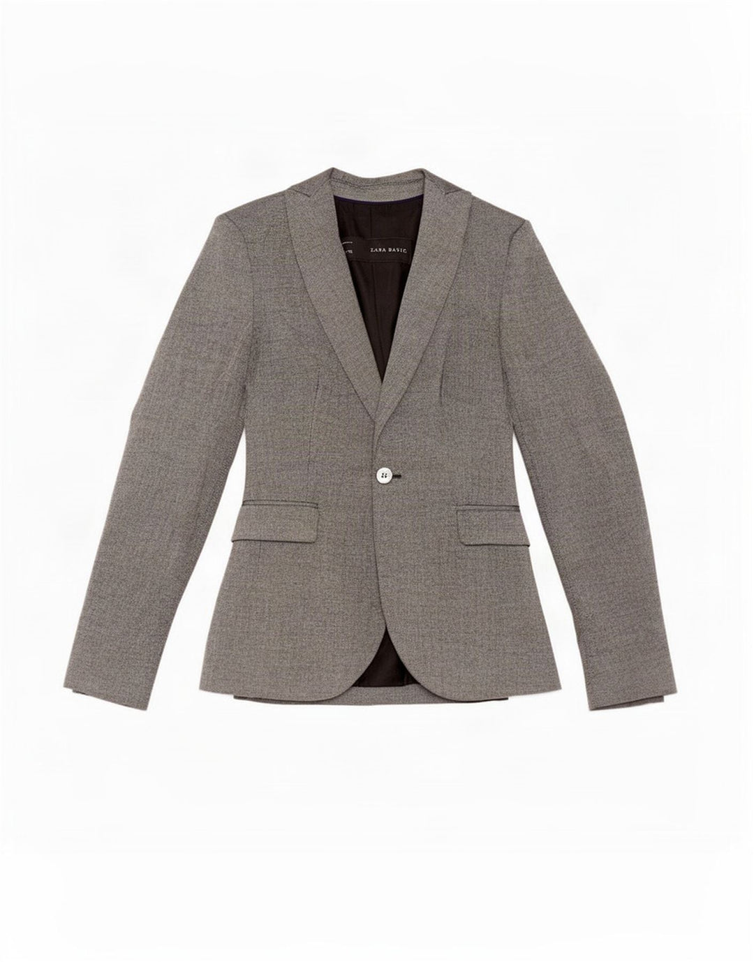 Zara Γυναικείο Μπουφάν 1 Κουμπί Blazer UK 6 XS Γκρι Πολυεστέρας