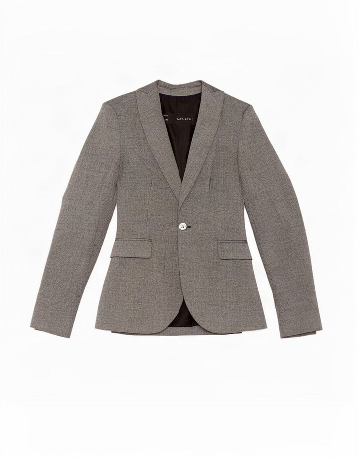 Zara Γυναικείο Μπουφάν 1 Κουμπί Blazer UK 6 XS Γκρι Πολυεστέρας