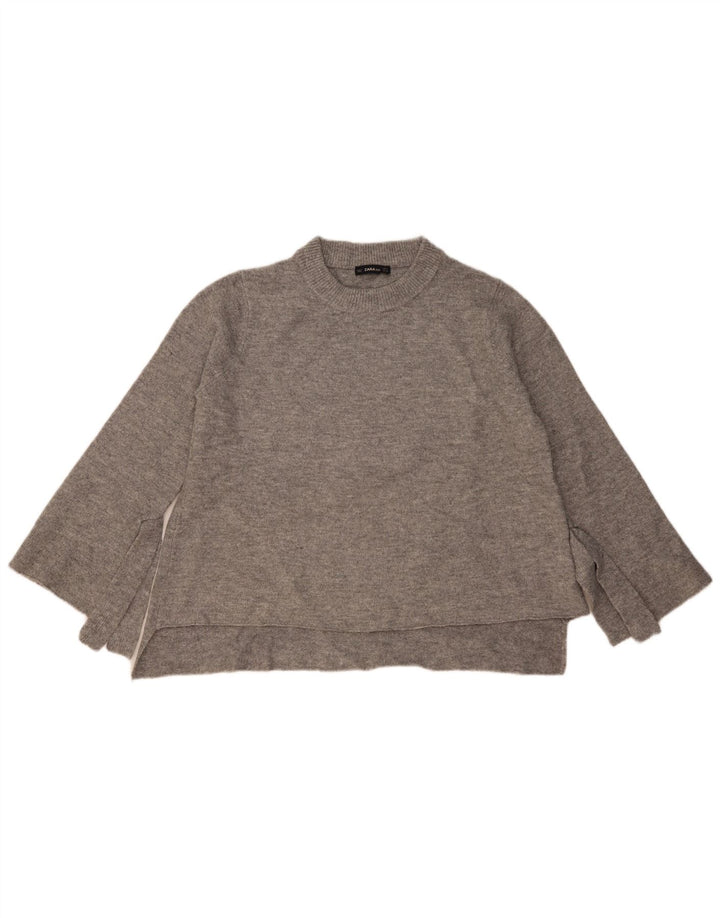 Zara γυναικείο πουλόβερ υπερμεγέθη Crew Neck Jumper UK 14 Medium Grey Flecked