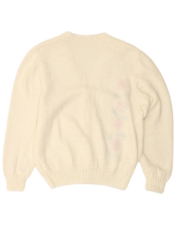 Γυναικείο πουλόβερ με ζακέτα VINTAGE UK 16 Large Off White Floral
