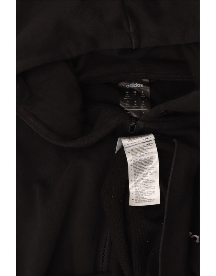 ADIDAS Γυναικείο πουλόβερ με κουκούλα με φερμουάρ UK 24/26 2XL Μαύρο βαμβακερό