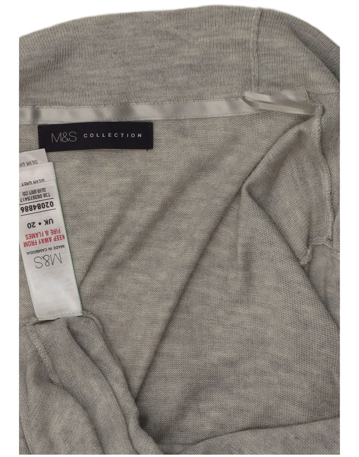 MARKS & SPENCER Γυναικείο ανοιχτό πουλόβερ ζακέτα UK 20 2XL με γκρι φλύκταινες
