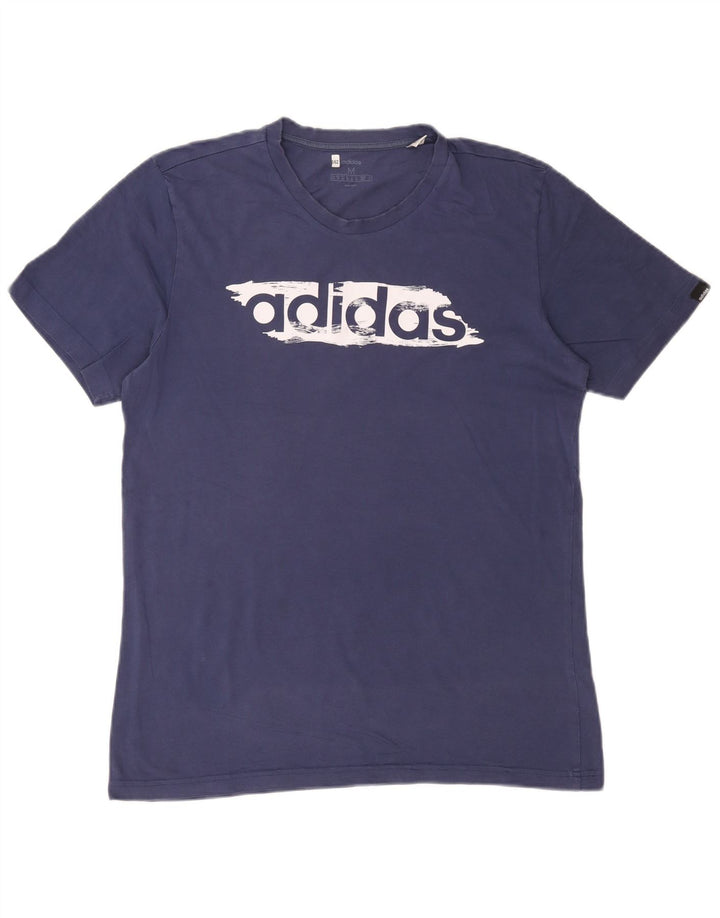 Ανδρικό γραφικό T-Shirt Adidas Top από μεσαίο μπλε ναυτικό βαμβακερό