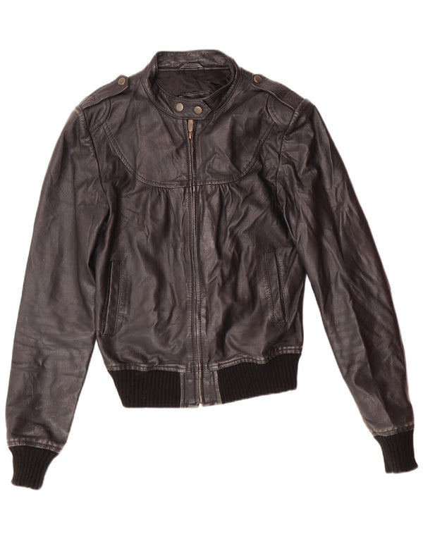 XDYE Γυναικείο Δερμάτινο Μπουφάν UK 10 Small Black Leather Biker