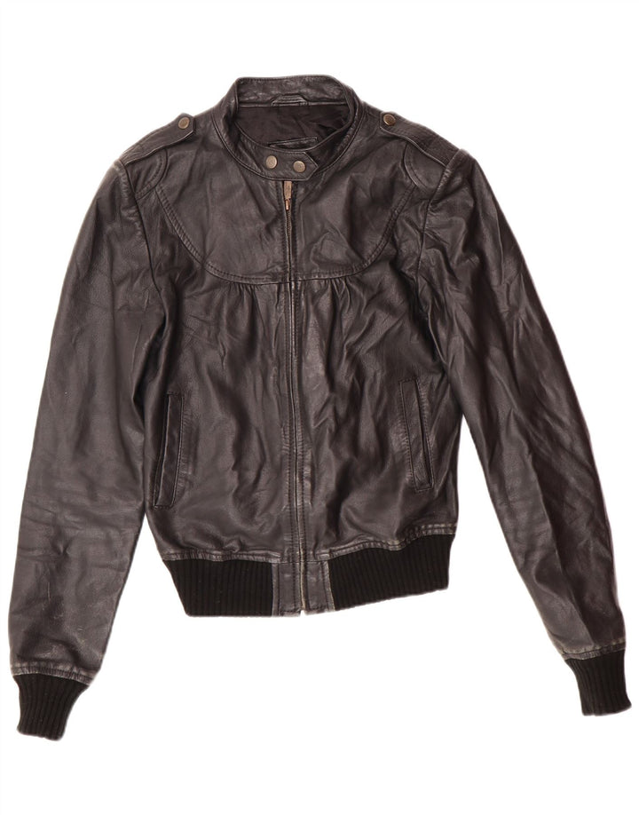 XDYE Γυναικείο Δερμάτινο Μπουφάν UK 10 Small Black Leather Biker