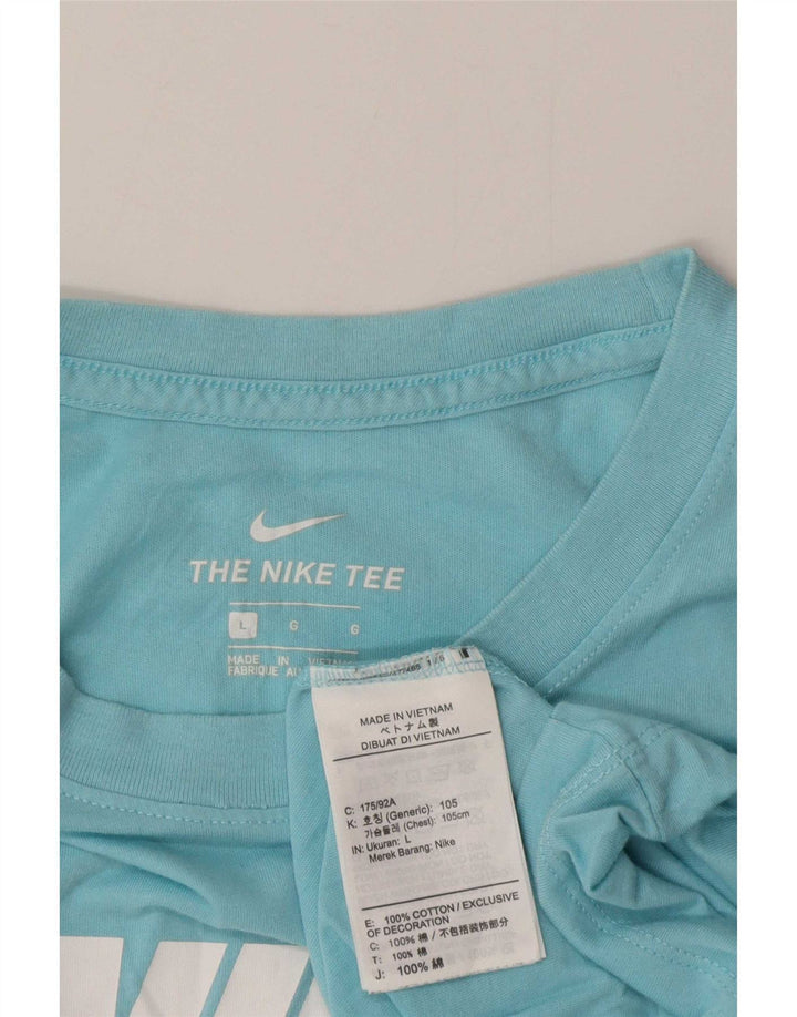 Ανδρικό μπλουζάκι Nike, μεγάλο μπλε βαμβακερό