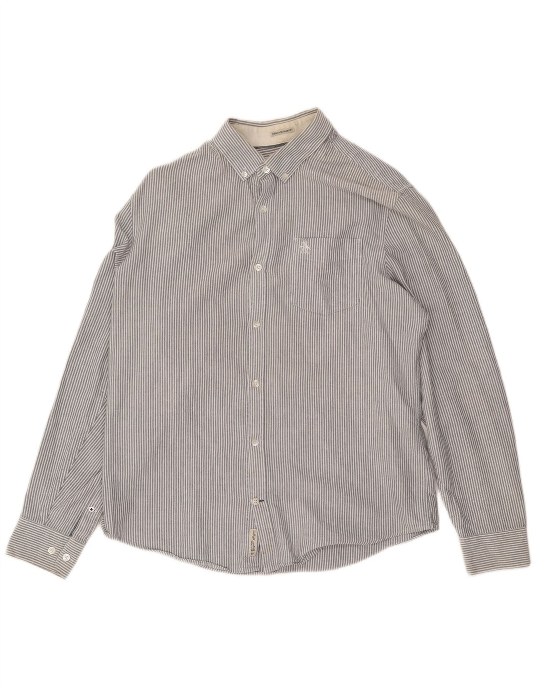 Πουκάμισο Penguin Mens Heritage Slim Fit Large Grey Pinstripe
