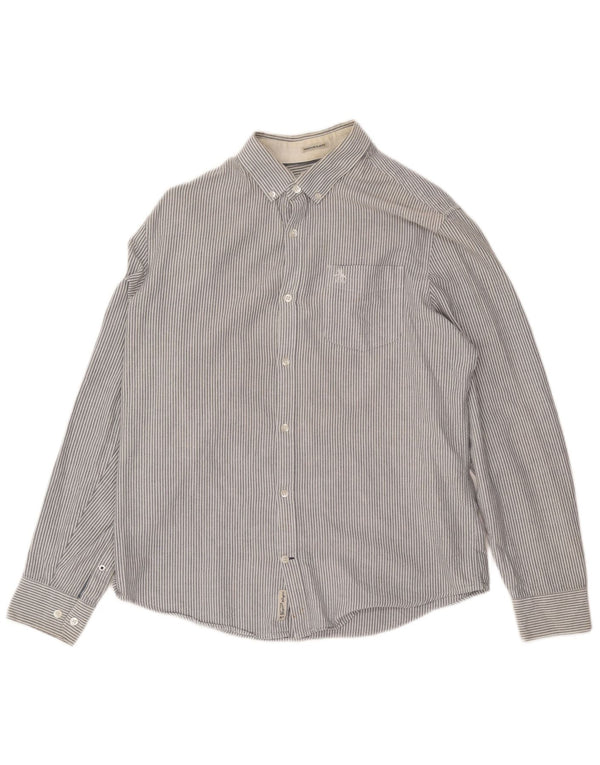 Πουκάμισο Penguin Mens Heritage Slim Fit Large Grey Pinstripe