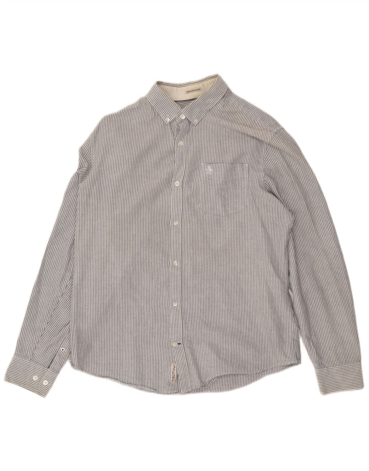 Πουκάμισο Penguin Mens Heritage Slim Fit Large Grey Pinstripe