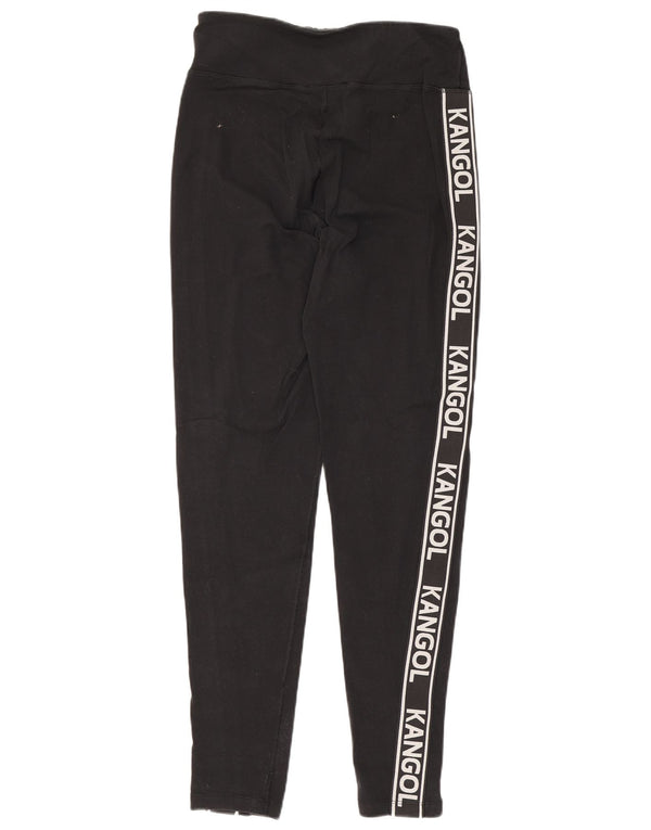 Kangol Womens Graphic Leggings UK 12 Medium Black Cotton