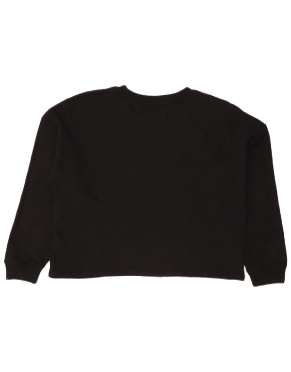 Calvin Klein Jeans Γυναικείο Crop Γραφικό Φούτερ Jumper UK 16 Large Μαύρο