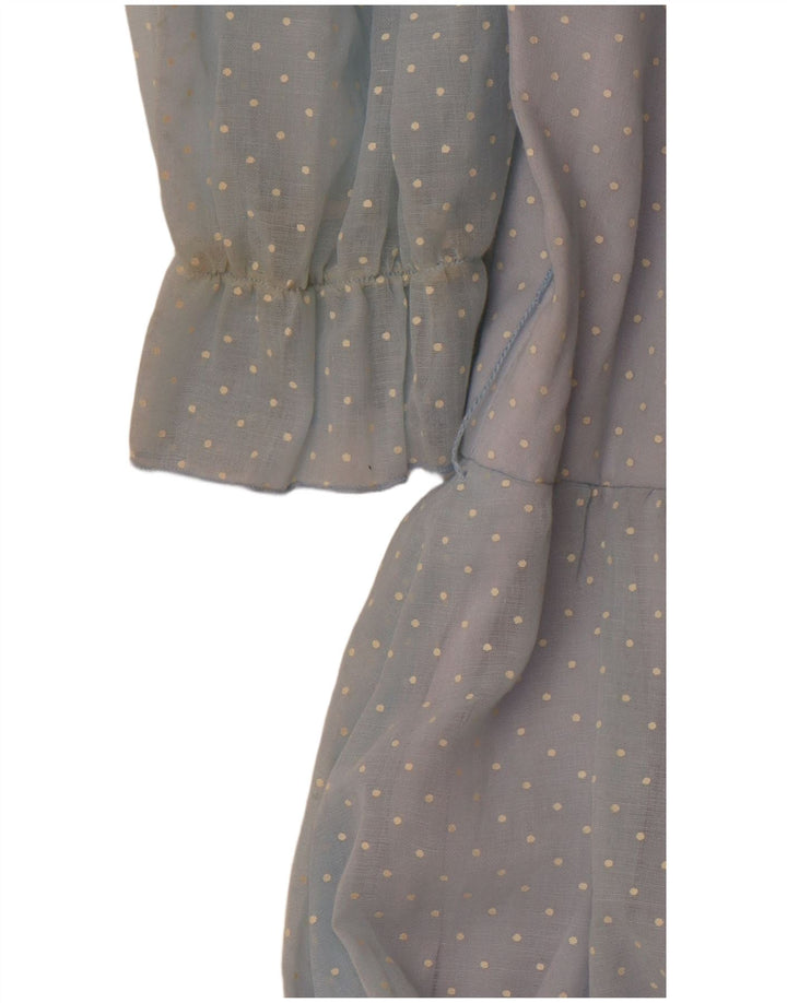 JOHN BENTLEY Γυναικείο βολάν Μπροστινό Maxi Φόρεμα UK 12 Μεσαίων Μπλε στίγματα