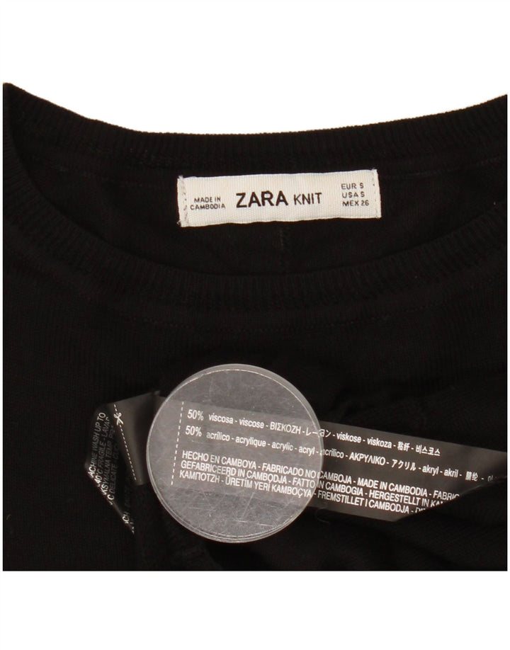 Zara Γυναικείο πουλόβερ με λαιμόκοψη μεγάλου μεγέθους UK 10 Small Black Viscose