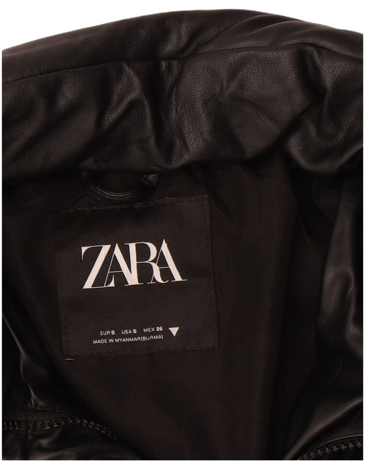 Zara Γυναικείο Crop Oversized Jacket UK 10 Small Black Polyester