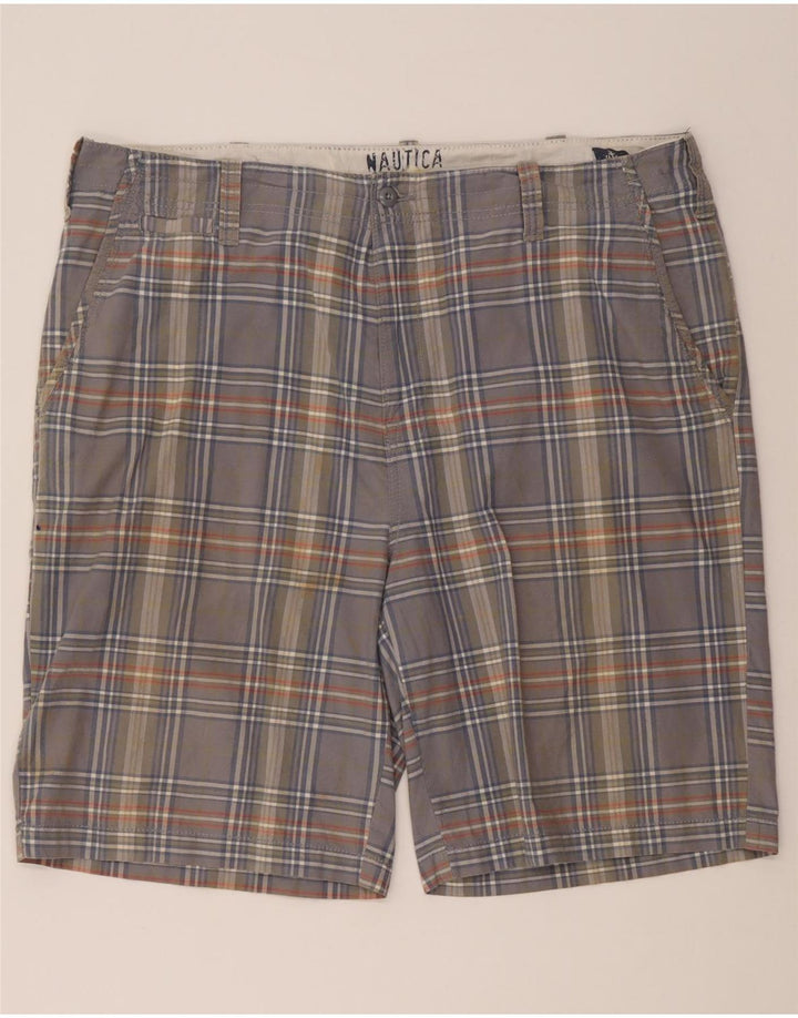 NAUTICA Mens Chino Shorts W40 XL Grey Check Cotton Vintage Nautica and Second-Hand Nautica from Messina Hembry 