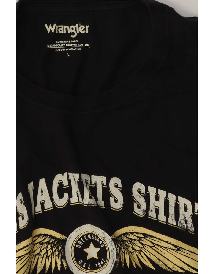 Ανδρικό γραφικό T-Shirt Wrangler Top μεγάλο μαύρο βαμβακερό