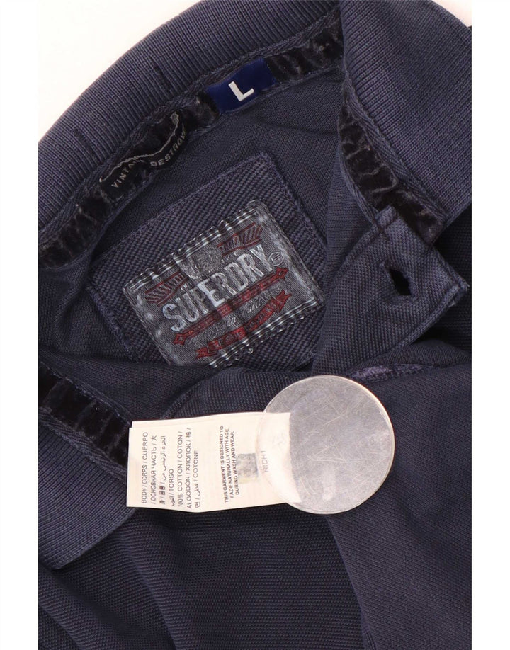 Ανδρικό μπλουζάκι πόλο Superdry, μεγάλο μπλε, βαμβακερό
