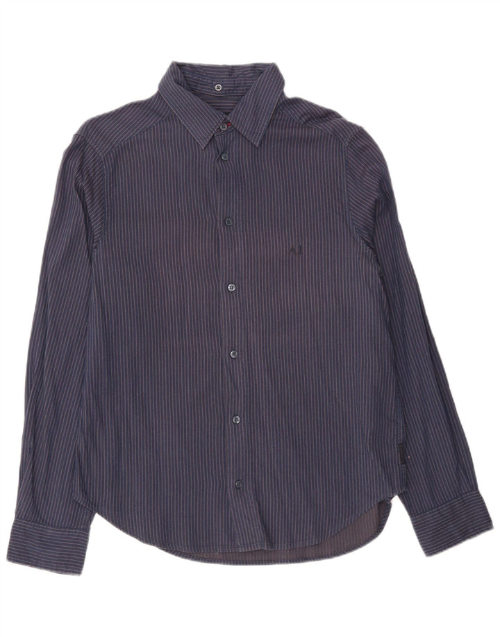 ARMANI JEANS Mens Shirt Medium Navy Blue Striped Cotton