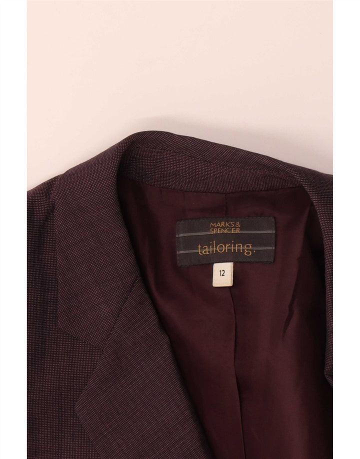 Marks & Spencer Γυναικείο Longline Jacket 1 Button Blazer UK 12 Medium Maroon