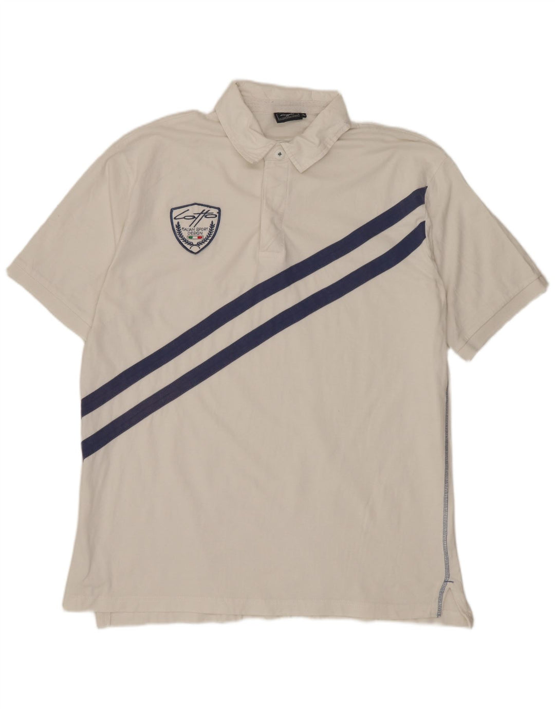 Ανδρικό μπλουζάκι πόλο LOTTO XL Λευκό βαμβακερό ριγέ