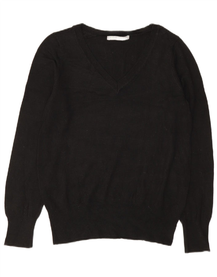 Marks & Spencer Γυναικείο πουλόβερ με λαιμόκοψη σε V UK 10 Small Black Viscose
