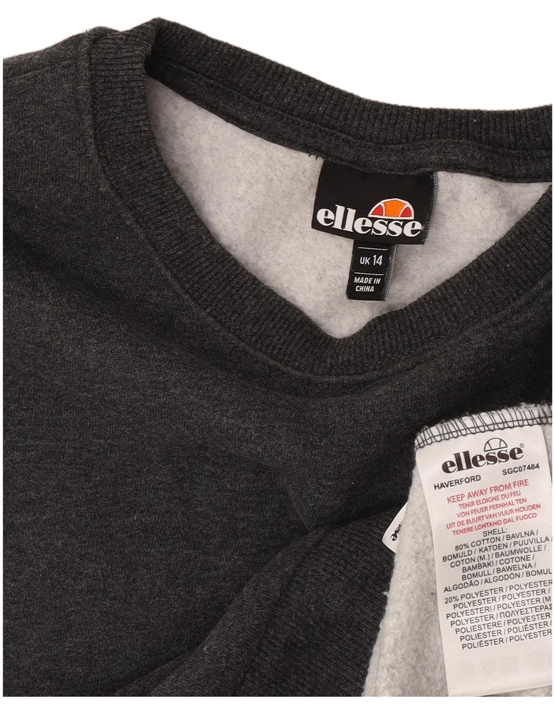 Γυναικεία φούτερ Ellesse Jumper UK 14 Large Grey Cotton