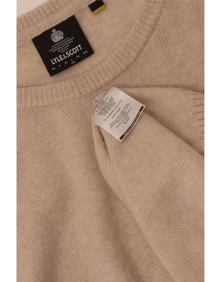 LYLE & SCOTT Ανδρικό πουλόβερ με λαιμόκαυστο, μεγάλο μπεζ μαλλί