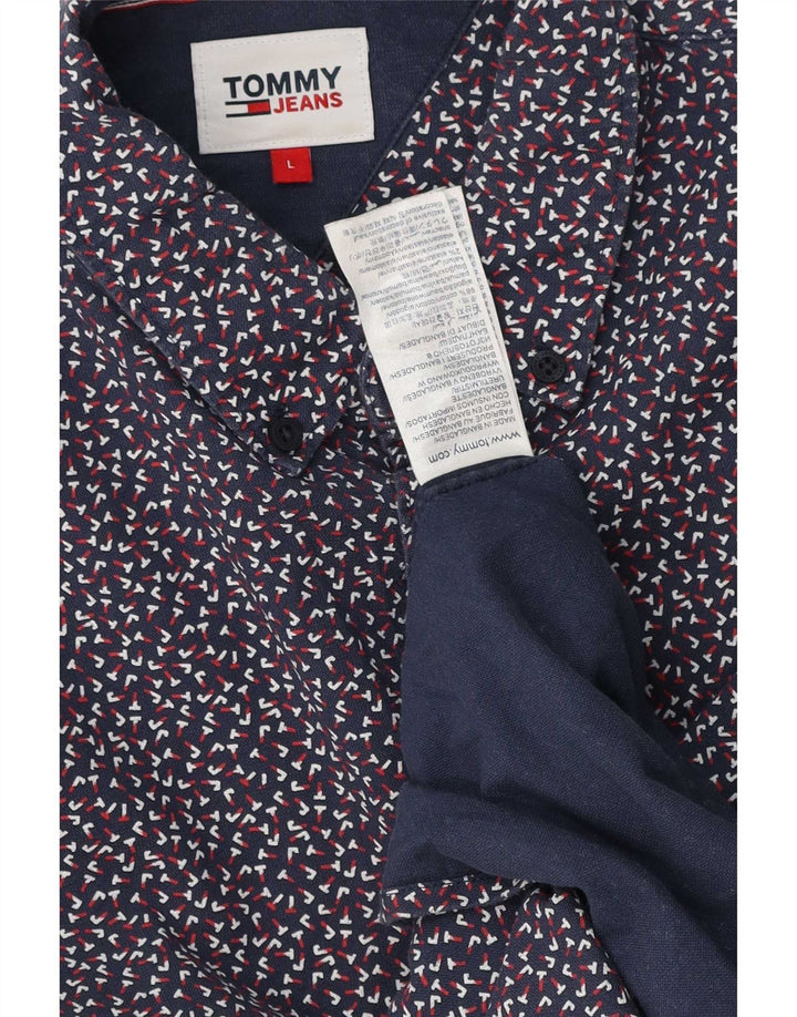 Ανδρικό πουκάμισο Tommy Hilfiger Μεγάλο Βαμβακερό Μπλε Navy Spotted