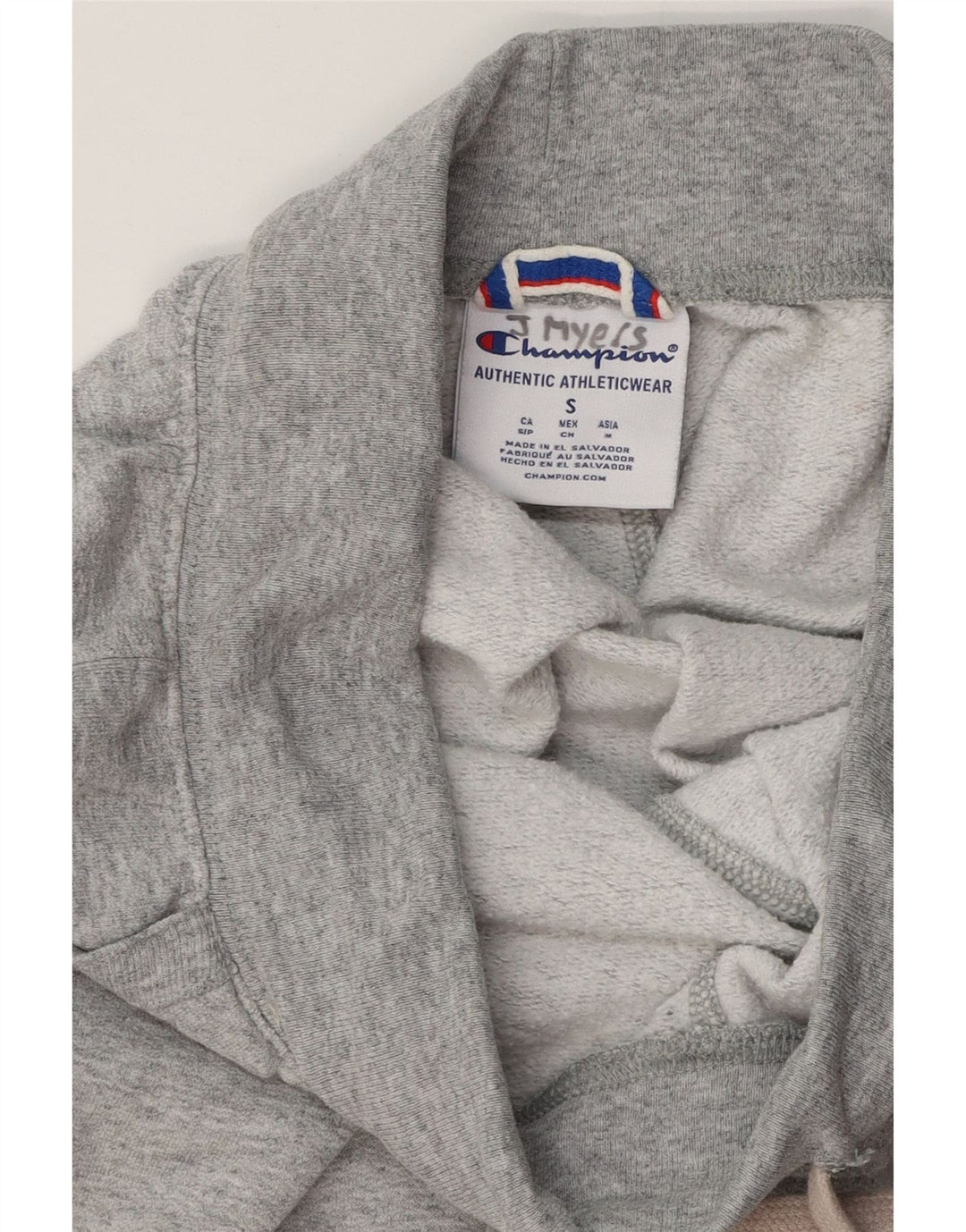 CHAMPION Mens Graphic Tracksuit Trousers Joggers Small Grey Flecked Cotton