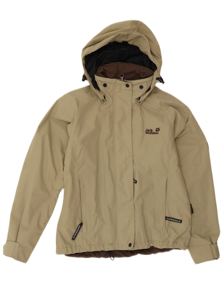 Jack Wolfskin Γυναικείο μπουφάν βροχής με κουκούλα UK 12 Medium Beige Polyester