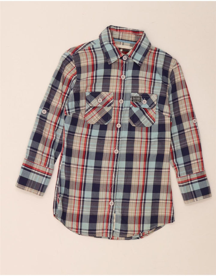 Γυναικείο φανελένιο πουκάμισο SUPERDRY UK 10 Small Blue Check Cotton