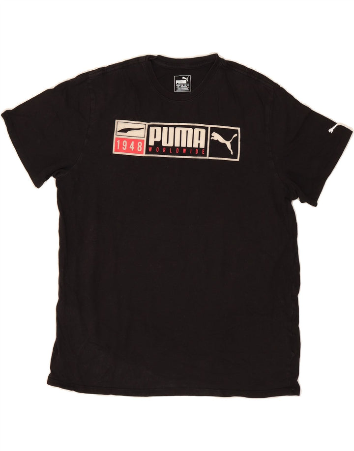 PUMA Mens Graphic T-Shirt Top Large Black Cotton Vintage Puma and Second-Hand Puma from Messina Hembry 
